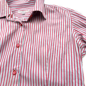 COTON DOUX Women's Large Pink Stripe Long Sleeve Button Up Shirt Blouse Size 5